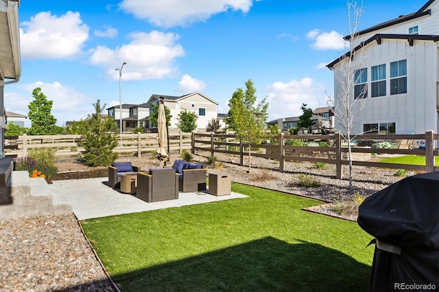 8102 Adams Fork Ave, Littleton, CO 80125 - view of yard featuring a patio, an outdoor hangout area, and a residential view