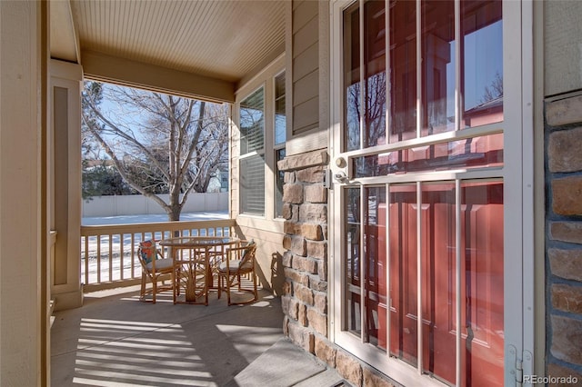 balcony featuring a porch