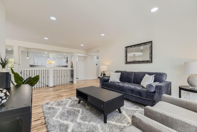 living room with hardwood / wood-style floors