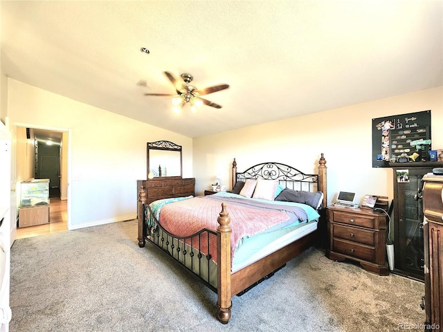 160 Shannon Ct, Rockvale, CO 81244 - carpeted bedroom featuring lofted ceiling and a ceiling fan