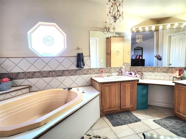 160 Shannon Ct, Rockvale, CO 81244 - bathroom featuring two vanities, tile patterned floors, and a bath