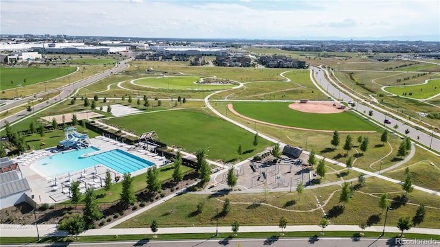 8742 E 47th Ave, Denver, CO 80238 - drone / aerial view of a pool area and a recreational park