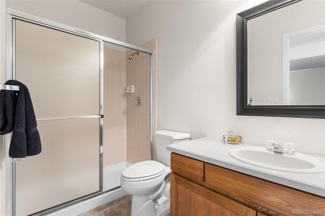 6643 Orion Ct, Arvada, CO 80007 - full bathroom featuring vanity, a shower stall, and tile patterned flooring