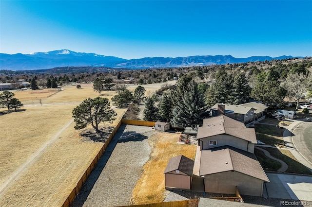 drone / aerial view with a mountain view