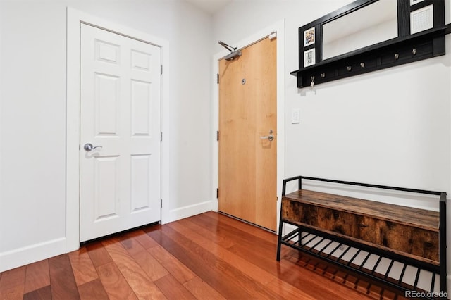 corridor featuring wood-type flooring