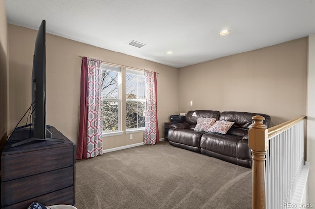 living room featuring carpet floors