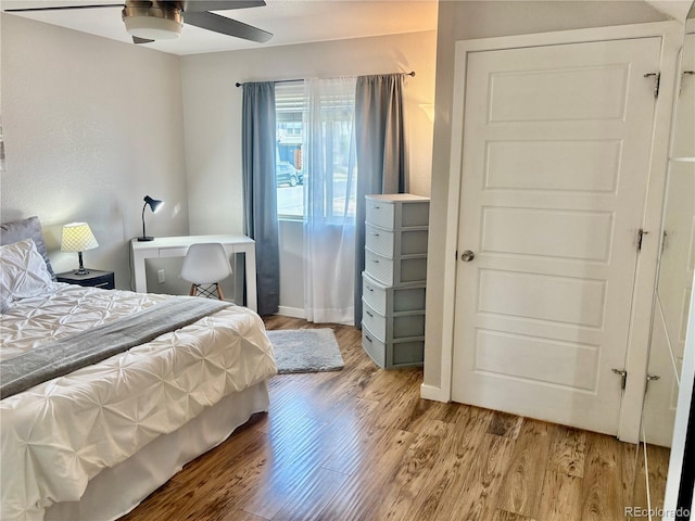 5295 Andes St, Denver, CO 80249 - bedroom with wood finished floors, baseboards, and ceiling fan
