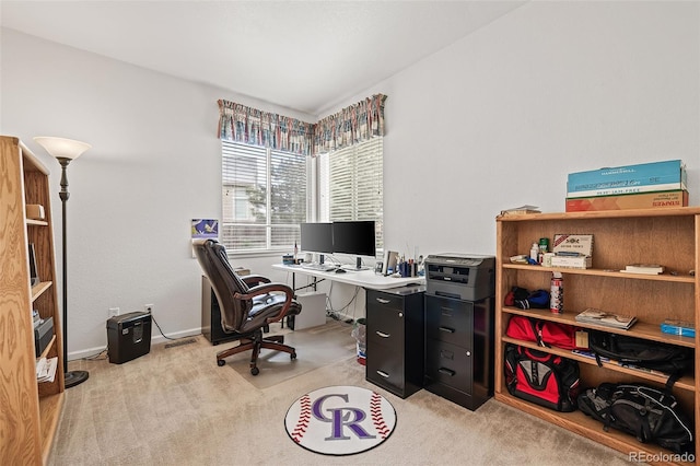 office featuring carpet and baseboards