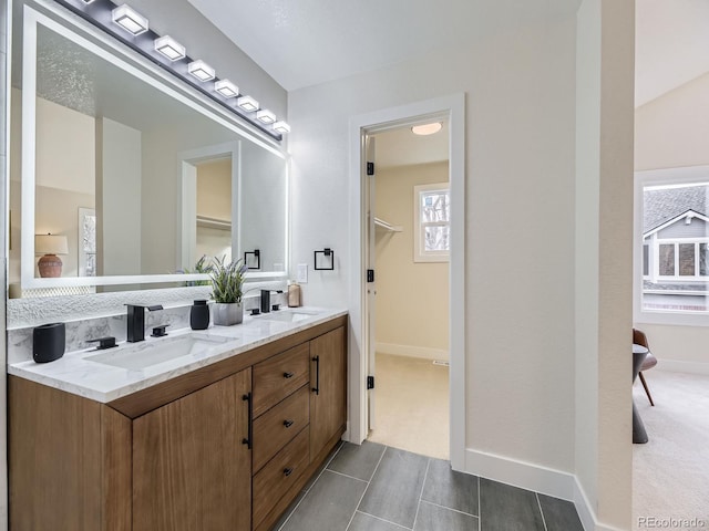 bathroom with vanity and tile patterned floors