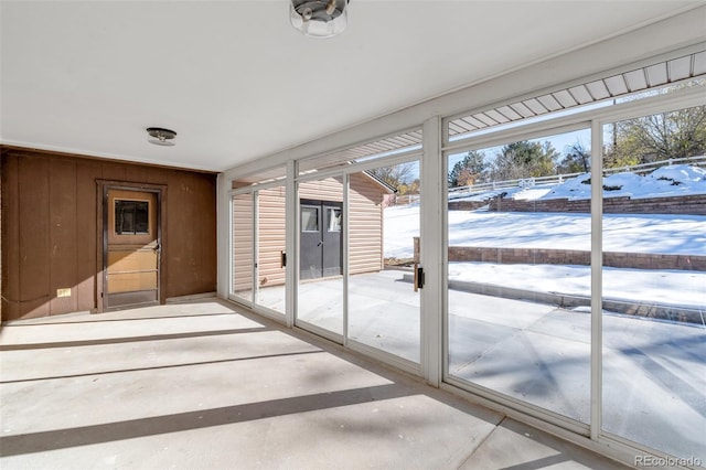 view of unfurnished sunroom