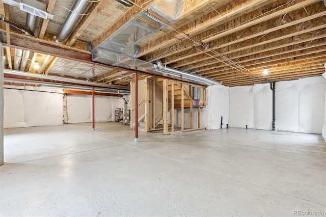 view of unfinished basement