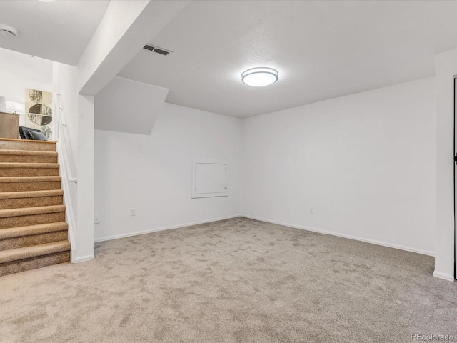 basement with carpet