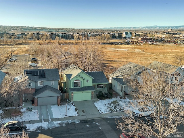 bird's eye view featuring a mountain view