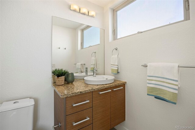 bathroom with toilet and vanity