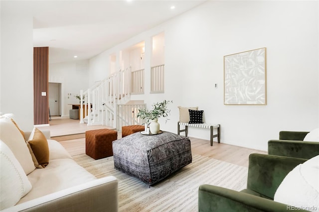 129 Gordon Pl, Castle Rock, CO 80104 - living area with recessed lighting, stairs, and wood finished floors