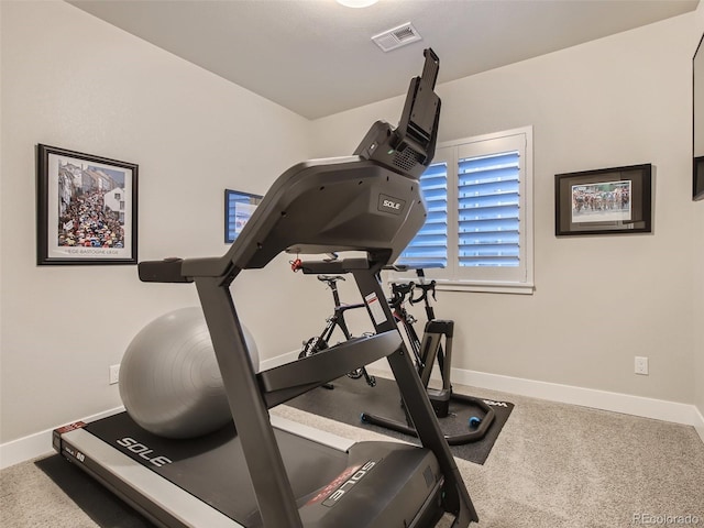 workout area with carpet