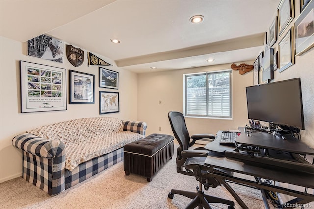 9743 Chanteclair Cir, Highlands Ranch, CO 80126 - home office with recessed lighting, baseboards, and carpet floors