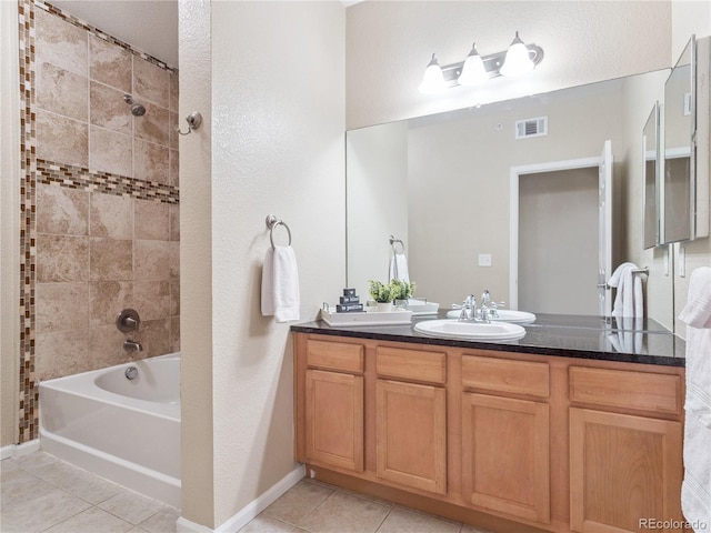 9142 Lodestar Ln Unit 305, Parker, CO 80134 - bathroom with tile patterned flooring, double vanity, and  shower combination