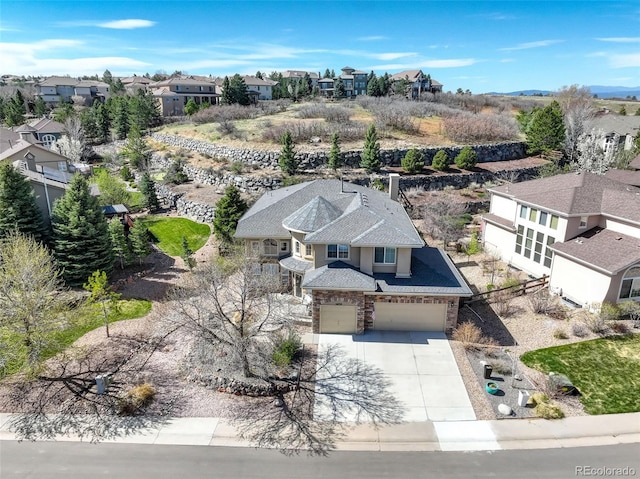 bird's eye view with a residential view