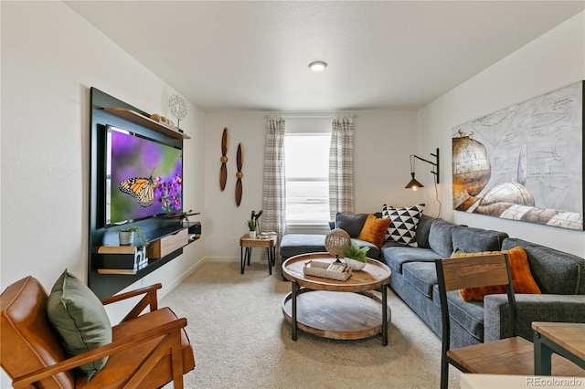 living room with carpet flooring