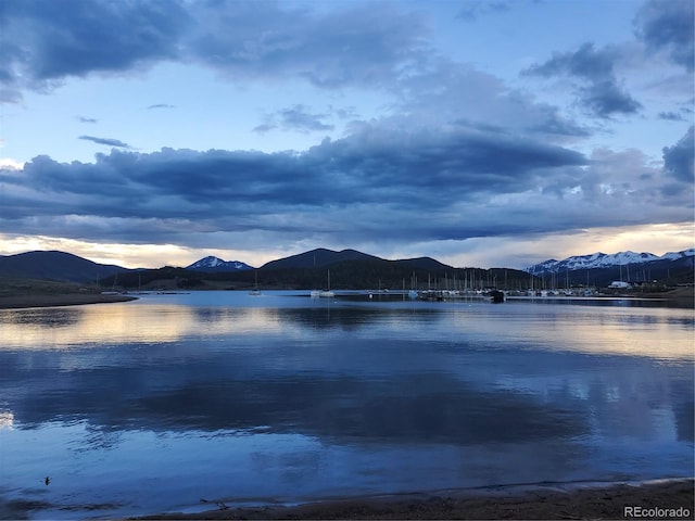 property view of water featuring a mountain view