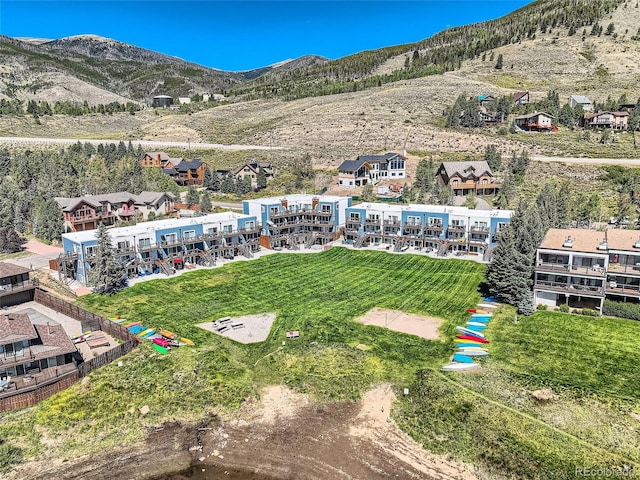 aerial view featuring a mountain view