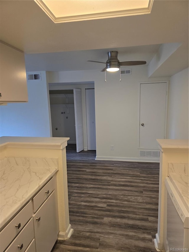 1840 S Pitkin Cir Unit A, Aurora, CO 80017 - kitchen featuring dark wood-style floors and ceiling fan