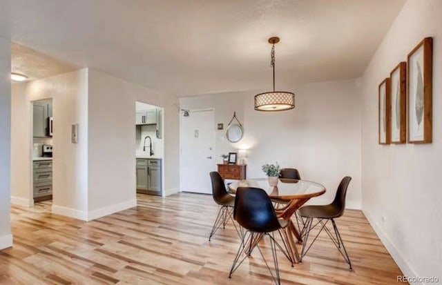 888 N Logan St Unit 5A, Denver, CO 80203 - dining space with light wood-type flooring and baseboards