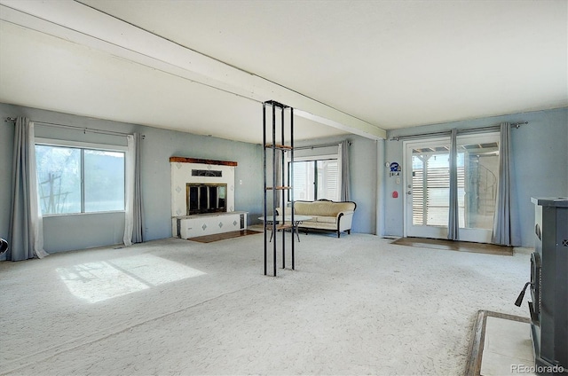 35805 US Highway 24, Buena Vista, CO 81211 - living area with a glass covered fireplace and carpet flooring