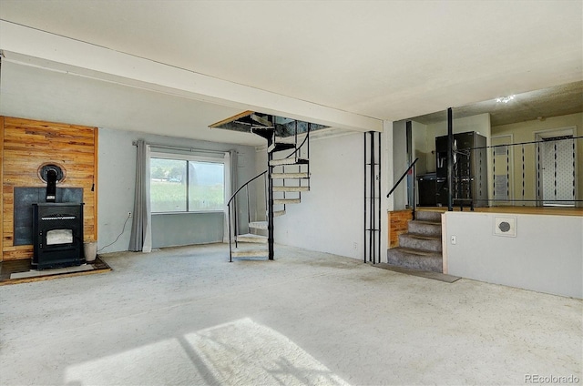 35805 US Highway 24, Buena Vista, CO 81211 - basement featuring stairway and a wood stove