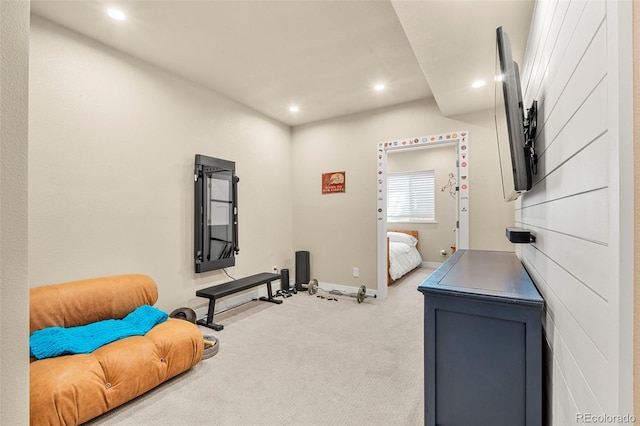 11235 S Neu Towne Cir, Parker, CO 80134 - exercise room featuring carpet flooring, baseboards, and recessed lighting