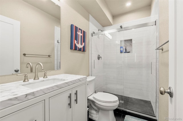 11235 S Neu Towne Cir, Parker, CO 80134 - full bathroom featuring toilet, vanity, and a stall shower
