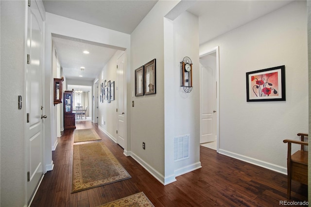 25536 E 1st Ave, Aurora, CO 80018 - hallway featuring dark wood-style floors and recessed lighting