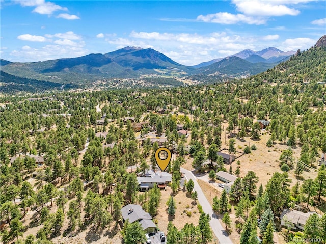 bird's eye view with a mountain view