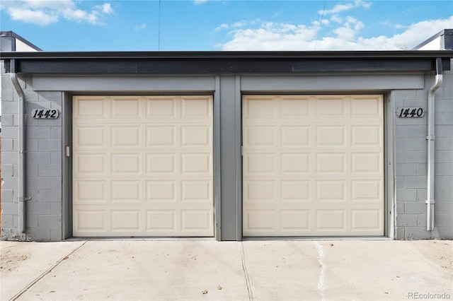 view of garage