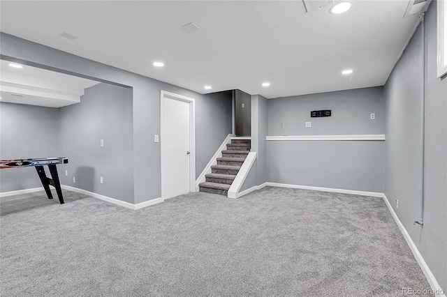 basement with carpet