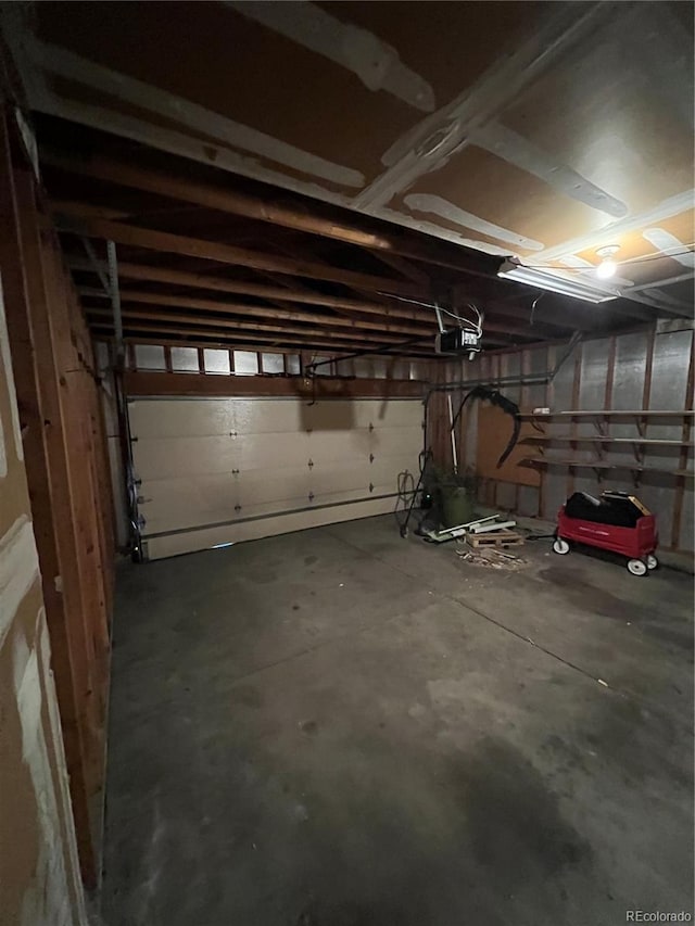 garage with a garage door opener