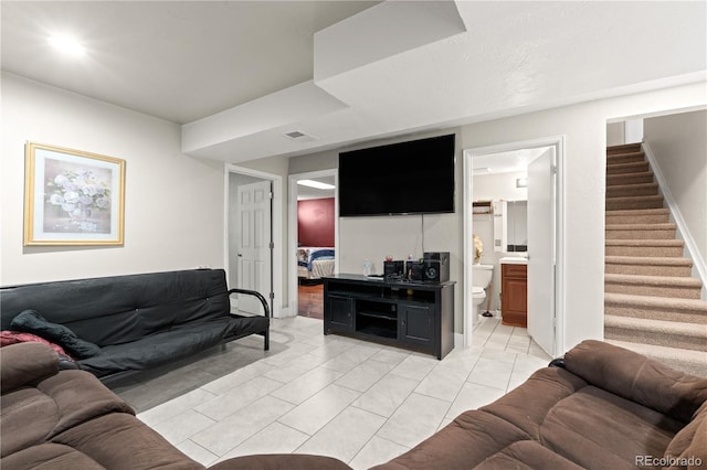 16673 E Kent Dr, Aurora, CO 80013 - living room with stairway and light marble finish floors