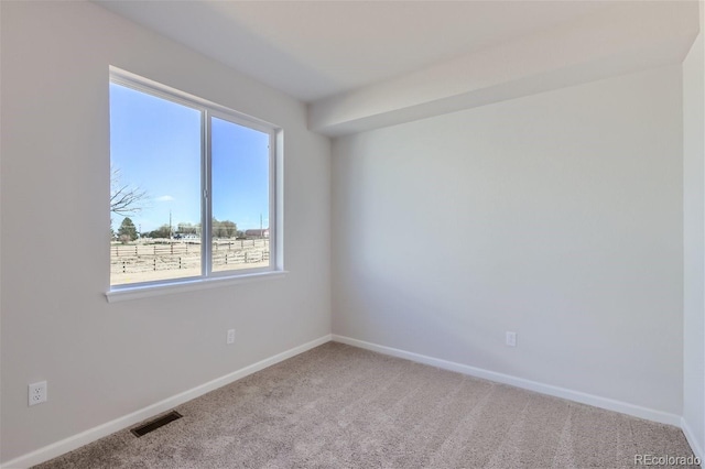 empty room featuring light colored carpet