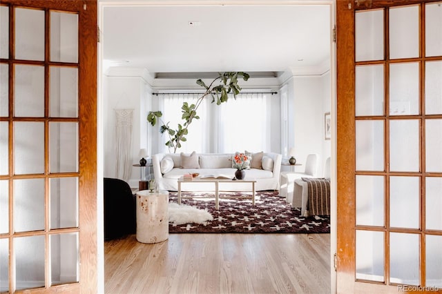 2096 S Logan St, Denver, CO 80210 - living room with ornamental molding and wood finished floors
