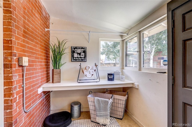 2096 S Logan St, Denver, CO 80210 - office area featuring lofted ceiling and baseboards