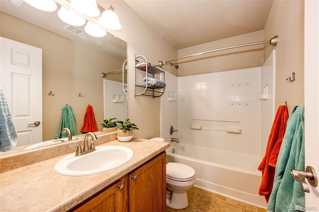 full bathroom featuring vanity, toilet, and tub / shower combination