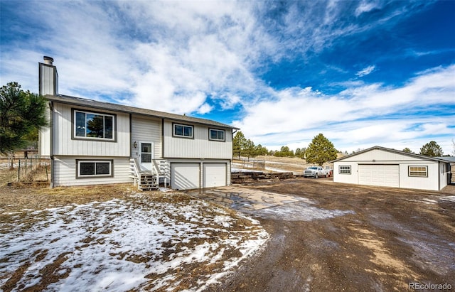 bi-level home with a garage