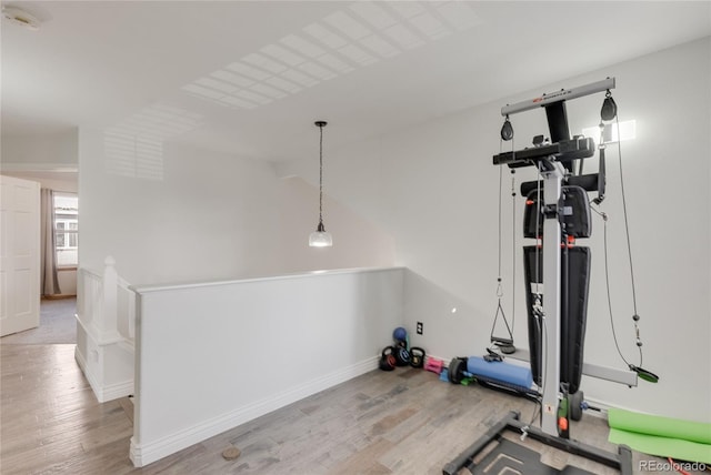 5149 S Genoa Ct, Centennial, CO 80015 - workout area featuring wood finished floors and baseboards