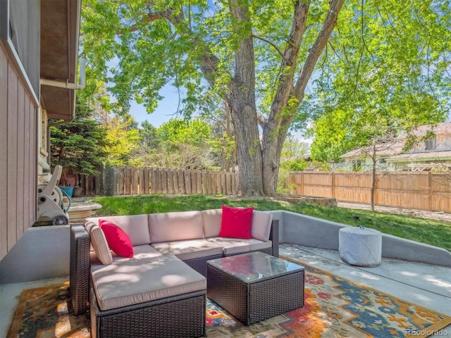 7379 S Lafayette Cir W, Centennial, CO 80122 - fenced backyard with an outdoor living space and a patio area