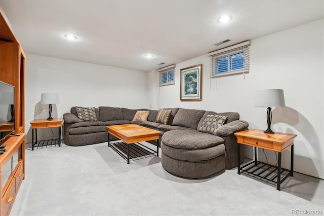 2437 E Geddes Pl, Centennial, CO 80122 - living room featuring light colored carpet and recessed lighting