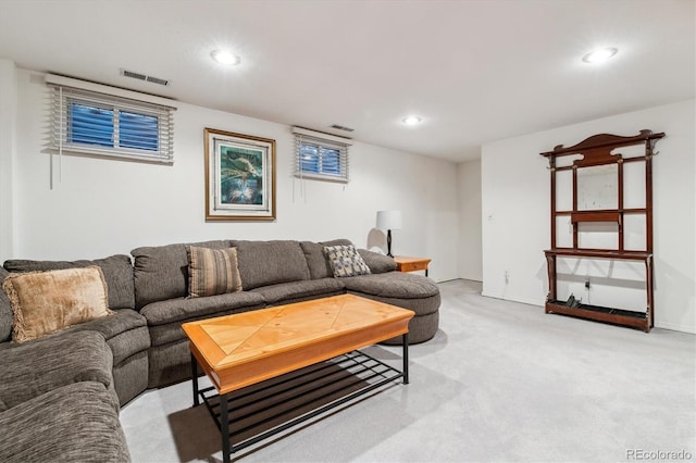 2437 E Geddes Pl, Centennial, CO 80122 - living room with recessed lighting, light colored carpet, and baseboards