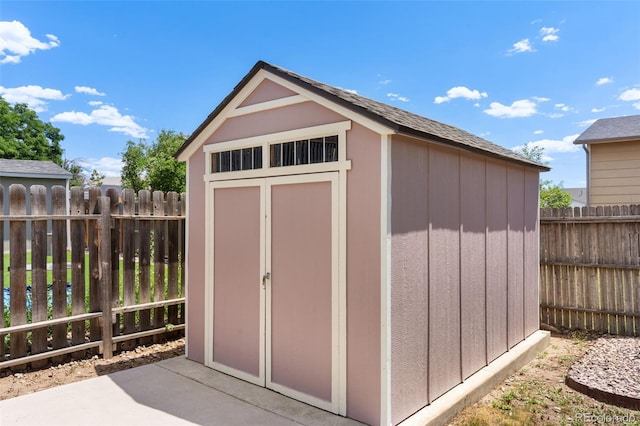 4929 Witches Hollow Ln, Colorado Springs, CO 80911 - view of shed with a fenced backyard