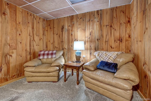 14475 N Yoder Rd, Calhan, CO 80808 - living area featuring carpet flooring and wood walls