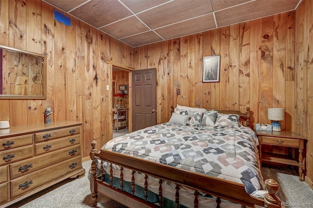 14475 N Yoder Rd, Calhan, CO 80808 - carpeted bedroom featuring wood walls